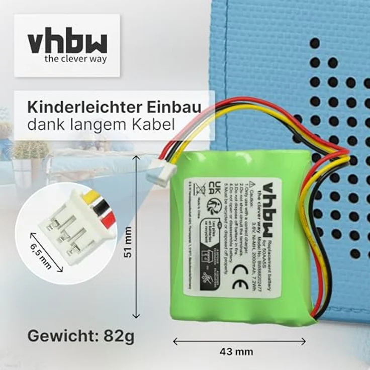vhbw Akku kompatibel mit Toniebox Tonie Box Lautsprecher Boxen Speaker (2000mAh, 3,6V, NiMH) – Bild 6