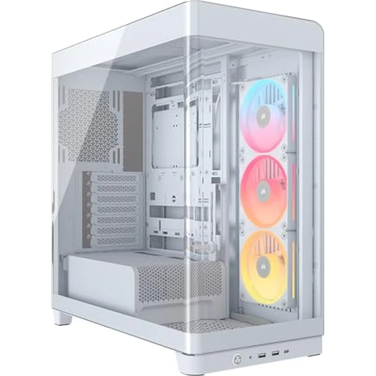 CORSAIR Frame 4500X LX-R RGB LINK, Mid-Tower-PC-Gehäuse mit InfiniRail Lüftermontagesystem, passend für zwei 360 mm Radiatoren, GPU Anti-Sag, inklusive 3x LX120R RGB LINK Lüfter – Weiß – Bild 1