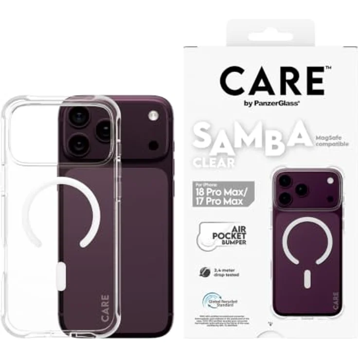 CARE by PanzerGlass Samba Case Transparent mit White MagSafe für Apple iPhone 18 Pro Max | 17 Pro Max, Stoßfest und Kratzfest – Bild 2
