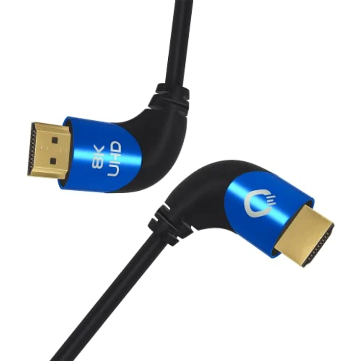 OEHLBACH Shape Magic 90 UHD - 8K Ultra High Speed 2.1 HDMI-Kabel - zertifiziert 48 Gbps (90 Grad Winkelstecker, OFC Kupfer, 4K@120Hz, 8K@60Hz, eARC, dynamisches HDR) schwarz 2m – Bild 2