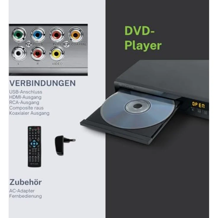 Muse M-55 DV Full HD DVD-Player, kompatibel mit DVD+R/RW, CD, MP3, JPEG, HDMI & USB-Anschluss, inklusive Fernbedienung und LED Display – Bild 4