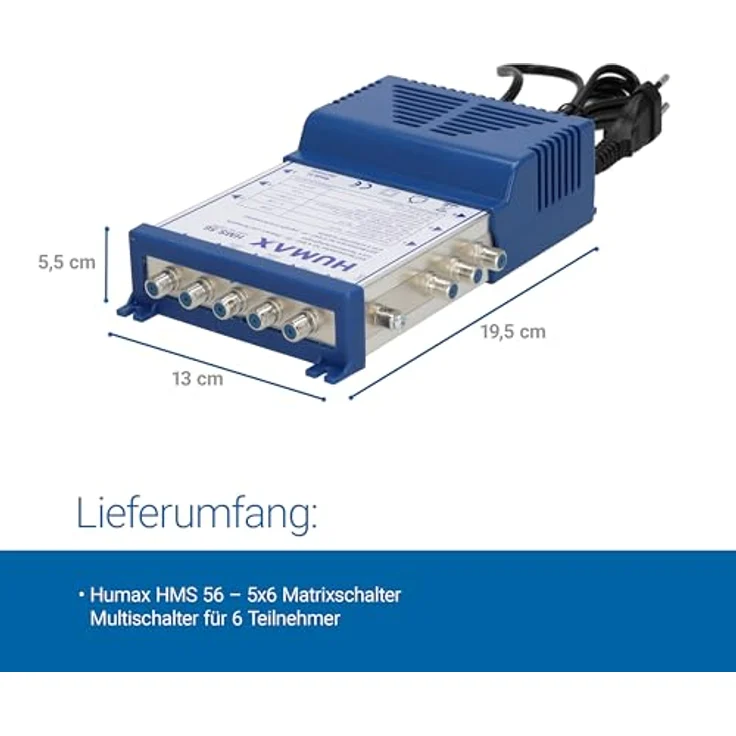 Humax HMS 56 5x6 Multischalter für 6 Teilnehmer (Quattro und Quad LNB, Netzteil mit Standby Funktion) – Bild 3