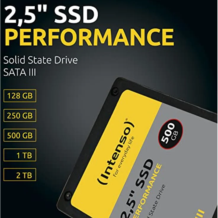 Intenso Interne 2,5" SSD SATA III Performance, 128 GB, 550 MB/Sekunden, Schwarz – Bild 3