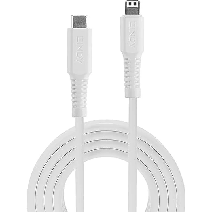 LINDY 31316 [MFi zertifiziert] 1m USB Typ C an Lightning Kabel, weiß