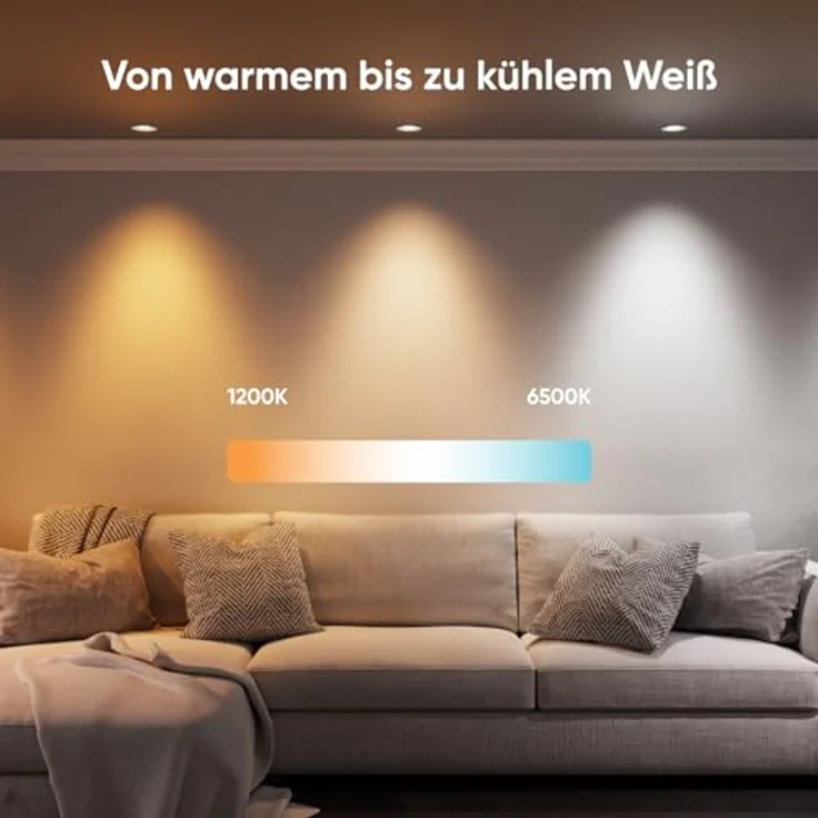 Nanoleaf Matter Einbaustrahler RGBCW, 4 Smarte & Dimmbare LED Glühbirnen, 550 Lumen, WLAN/Bluetooth, Kompatibel mit Alexa & Apple, 75-85 mm Ausschnitt – Bild 4