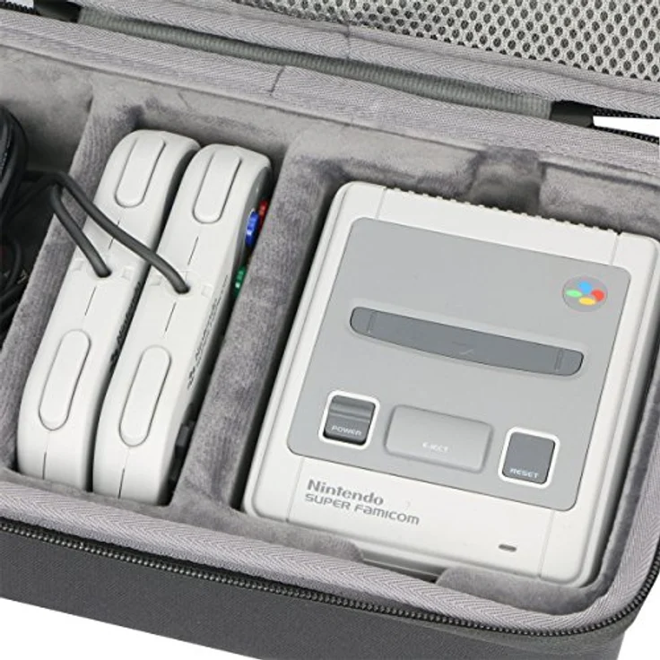 co2CREA Hartschalen-Tasche für Nintendo Classic Mini Konsole, tragbare Schutzhülle mit interner Tasche und robustem Doppelreißverschluss – Bild 3