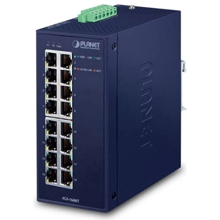 Planet IP30 Industrial 16-Port 10/100/1000T Gigabit Ethernet, IGS-1600T (10/100/1000T Gigabit Ethernet dual 12~48V DC/24V AC) – Bild 2