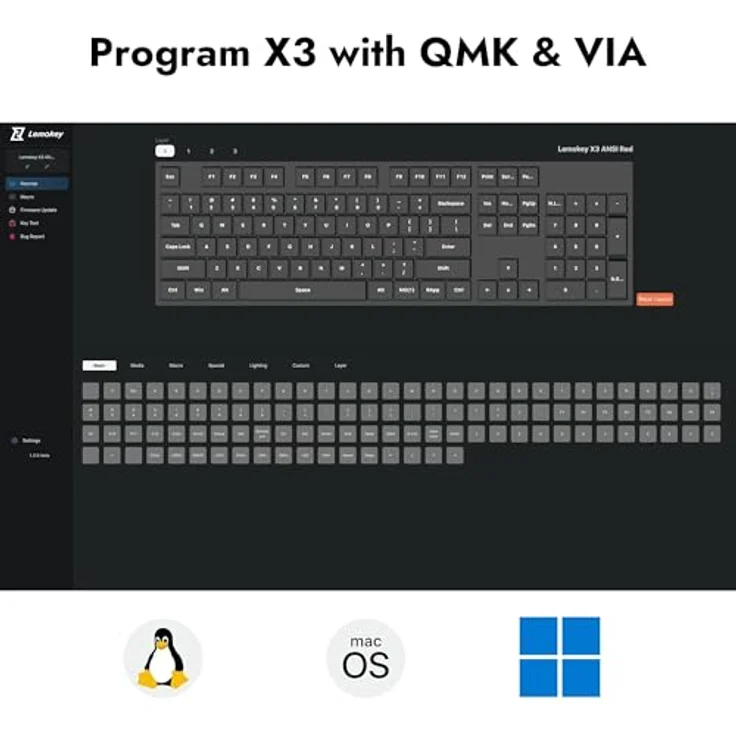 LEMOKEY X3 Kabelgebundene mechanische Gaming-Tastatur, 100% Layout mit QMK/VIA programmierbarer Tastatur, Braun – Bild 2