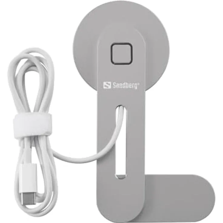 Sandberg ScreenMount Magnet Charger 15W, Wireless Charger für Smartphones, grau