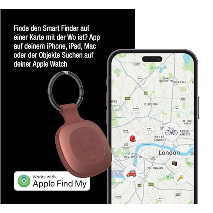 Fresh 'n Rebel Smart Finder - Funktioniert mit Apple Wo Ist? (IOS), Schlüsselfinder mit Lautsprecher, Smart Tag, IP67 Staub- und wasserdicht, Unterstützt Lost Mode, Austauschbare Akku (Safari Red) – Bild 2