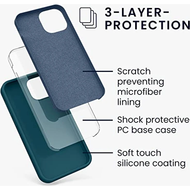 kwmobile Handyhülle für iPhone 13 mini, Silikon Case in Petrol matt, kabelloses Laden, rutschfester Grip – Bild 2