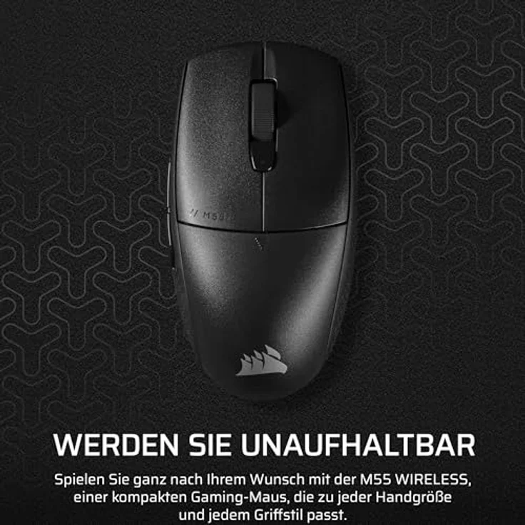 Corsair M55 Wireless FPS-Gaming-Maus, 2,4GHz & Bluetooth, 24.000 DPI, Langlebige Batterie, 6 Programmierbare Tasten, Texturierte Griffe, Schwarz - Preisvergleich – Bild 2