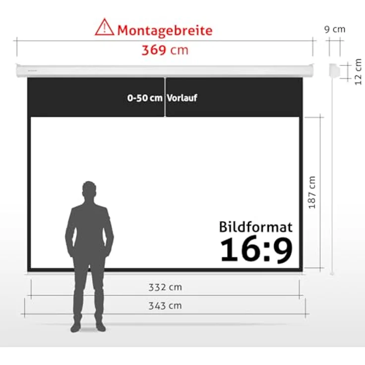 Esmart Professional Mimoto Motor-Leinwand, 332X187cm (150 ''''), 16.9, Programmierbare Fernbedienung, Vollmaskierung, Heimkino, elektrische Projektionsleinwand, Motor Leinwand, LCD – Bild 2