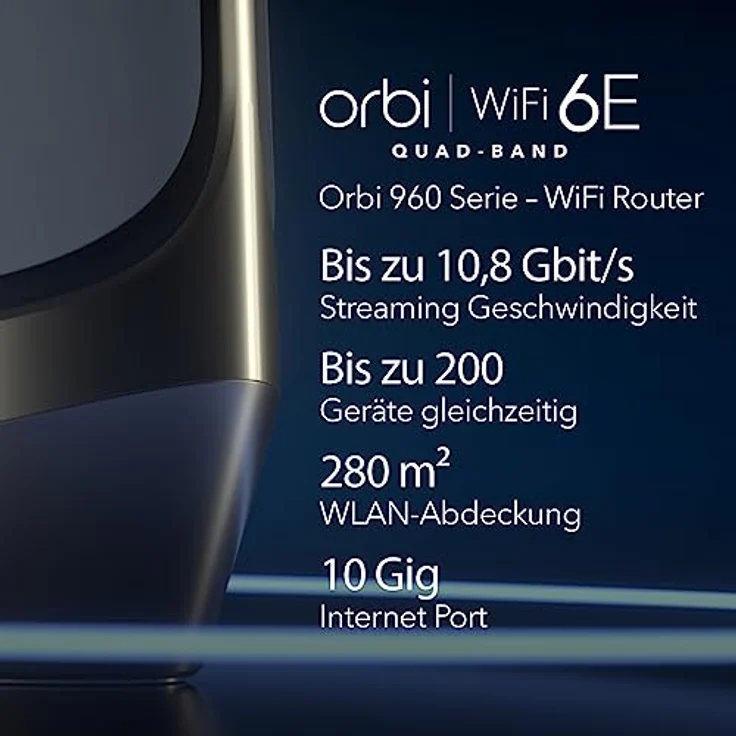 Netgear Orbi 960, Quad-Band Mesh-Router mit bis zu 10.800 Mbit/s, Weiss/Silber, inkl. NETGEAR Armor-Software – Bild 2