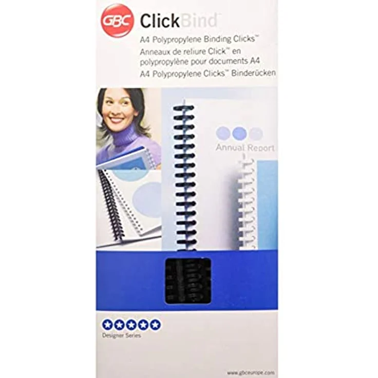 GBC 388064E ClickBind Binderücken, Schwarz, 12 mm, 95 Blatt Kapazität, A4, Ring 34 – Bild 1