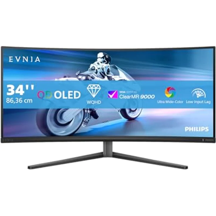 Philips Evnia 34M2C6500-34 Zoll WQHD OLED Curved Monitor, 175 Hz, 0,03 ms, FreeSync Premium Pro, G-Sync comp., HDR400 dunkel grau – Bild 2