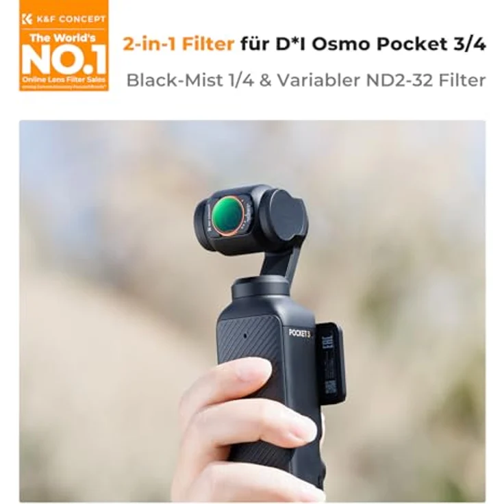 K&F CONCEPT magnetisches Filterset für DJI Osmo Pocket 3/4, ND2-ND32 und Black-Mist 1/4, Aluminiumrahmen, 2-in-1 Funktionsdesign, hohe Bildqualität – Bild 2