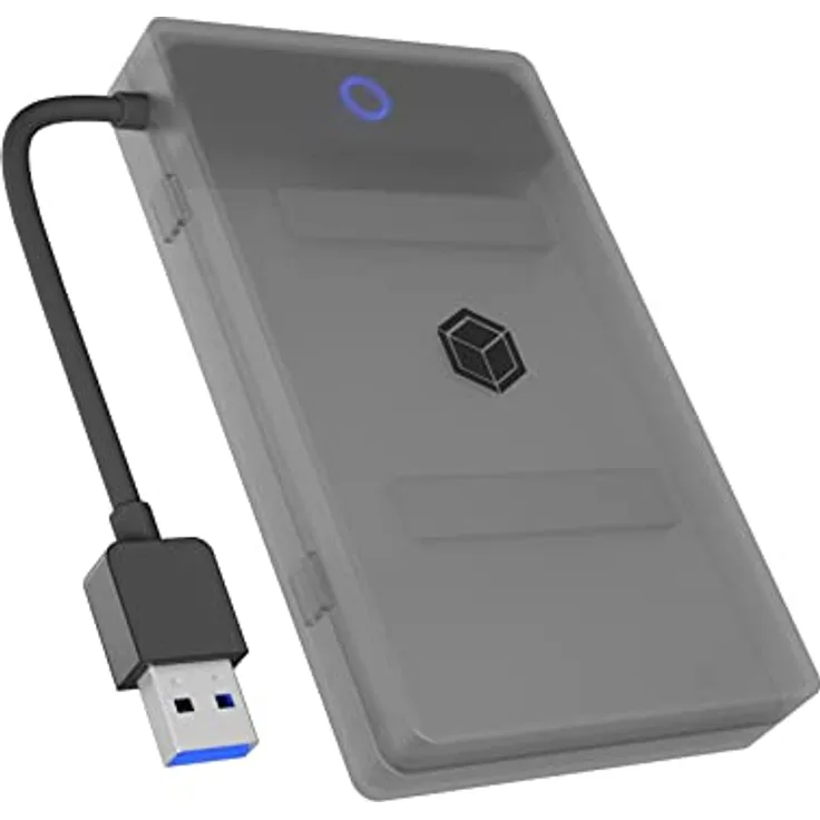 ICY BOX SATA auf USB Adapter für 2,5" HDD / SSD, Festplatten Adapter, USB 3.2, USB-A, Schutzbox, Werkzeuglos, Externes Gehäuse, IB-AC603b-U3