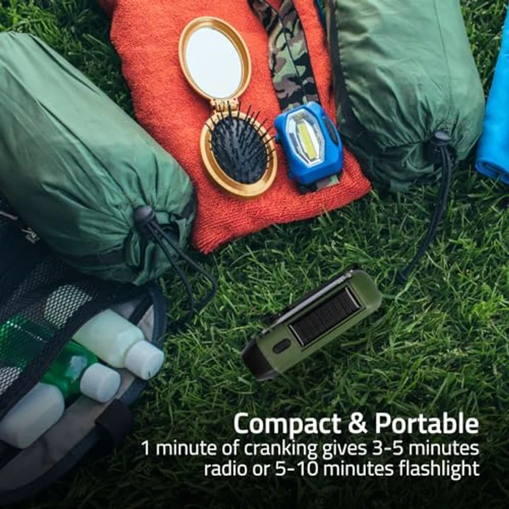 Nedis Tragbares Notfallradio DAB+/FM, batteriebetrieben, Handkurbel, solarbetrieben, USB-Stromversorgung, Wecker, grün/schwarz – Bild 9