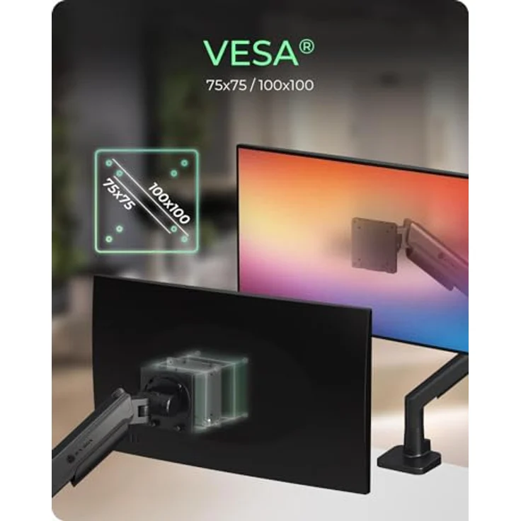 ICY BOX IB-MS701-T Monitorhalterung, für Monitore bis 57 Zoll und 27 kg, schwarz, ergonomische Höhen- und Winkeleinstellung – Bild 7