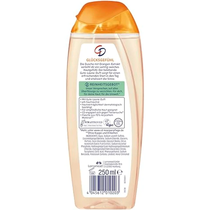 CD Dusche Glücksgefühl 250 ml, belebendes Duschgel mit Gute-Laune-Duft, für empfindliche Haut, ohne Mikroplastik, vegan – Bild 2