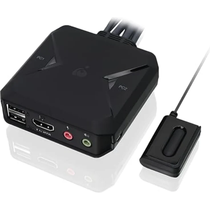 IOGEAR HDMI KVM Switch 2 PC 1 Monitor 4K@60Hz USB KVM Switch mit Audio, Kabel und Fernbedienung, Plug-n-Play, Multiplattformkompatibilität – Bild 1