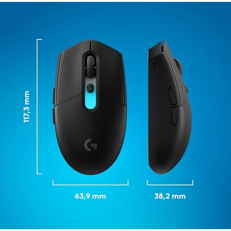 LOGITECH G305 X SUPERLIGHT Gaming-Maus, kabellos, HERO 44K-Sensor, 61 g, RGB-Beleuchtung, schwarz – Bild 12