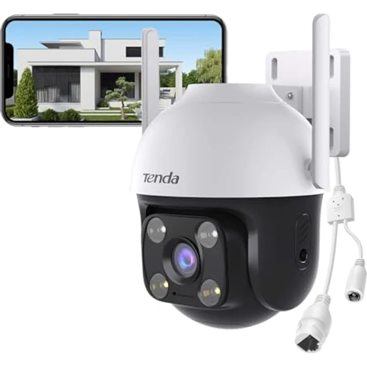 Tenda Überwachungskamera Aussen WLAN, 1080P WLAN Kamera Outdoor mit Nachtsicht in Farbe, 2-Wege Audio, Personenerkennung & Bewegungserkennung, Ton- und Lichtalarm, Kompatibel mit Alexa, CH3 – Bild 1