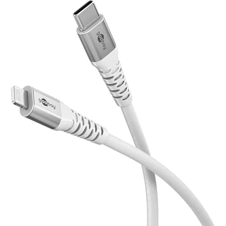 goobay USB-C auf Lightning 60W, 0,5m flexibles Textilkabel mit 480 Mbit/s, strapazierfähig, Weiß – Bild 1