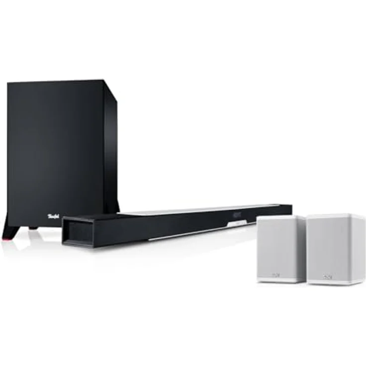 Teufel CINEBAR LUX Surround Ambition 5.1 Set - Soundbar mit Kabellose Aktiv Rear-Speaker, Subwoofer, Dolby Audio, WLAN, Bluetooth, Multiroom, 4K-Pass-Through, HDMI 3D ARC CEC - weiß – Bild 1