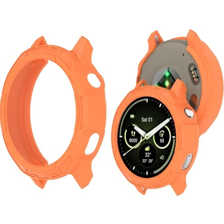 GIOPUEY Hülle für Garmin Venu 4 45mm, Weiches TPU Silikon Schutz Case Cover - orange, hervorragender Schutz und präzise Passform – Bild 1