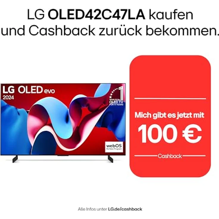 LG OLED42C47LA TV 42" (106 cm) OLED evo Fernseher (α9 Gen7 4K AI-Prozessor, Dolby Vision, bis zu 120Hz) [Modelljahr 2024], Schwarz – Bild 2
