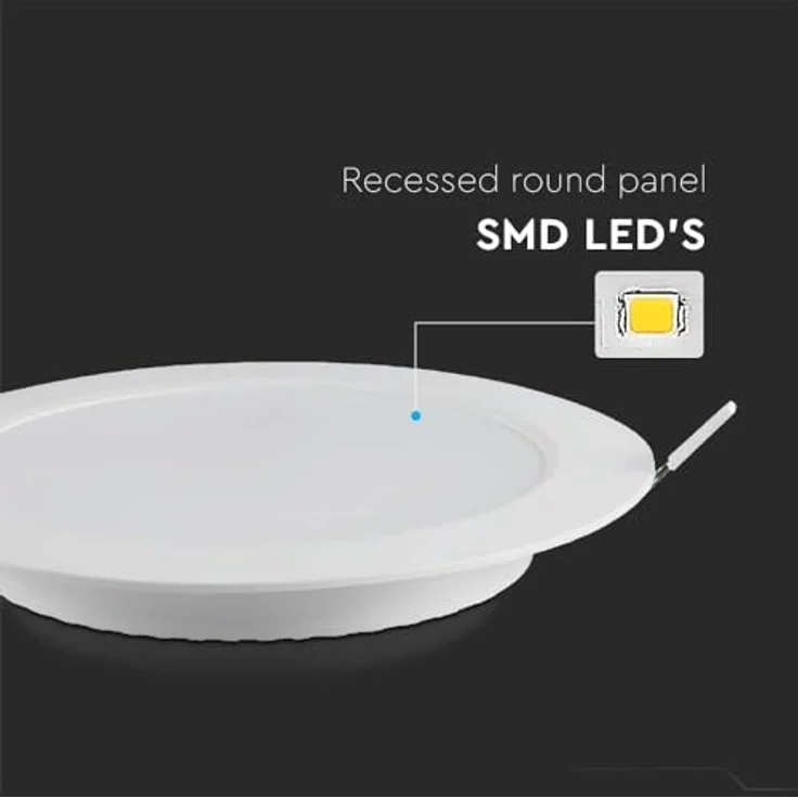 V-TAC Weiße LED-Mini-Paneele - hintergrundbeleuchtet - Einbauserie - IP20-24W - 2500 Lumen - 3000K – Bild 5