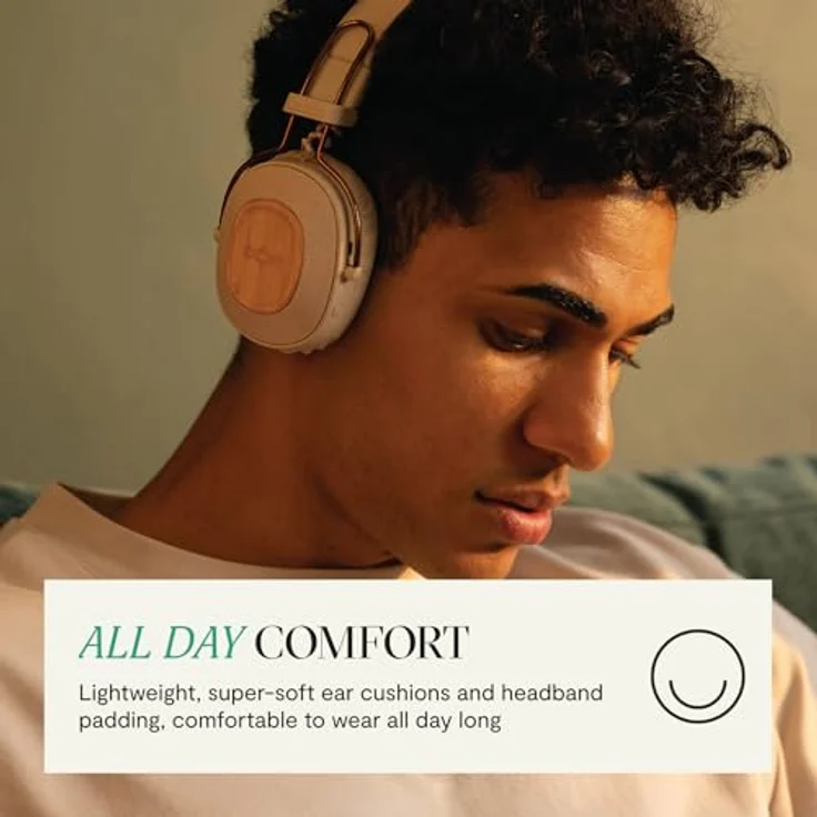 House of Marley Positive Vibration Riddim, kabellose On-Ear Bluetooth Kopfhörer mit 50 Std. Spielzeit, Mikrofon, USB-C Schnellladen, Crème – Bild 5