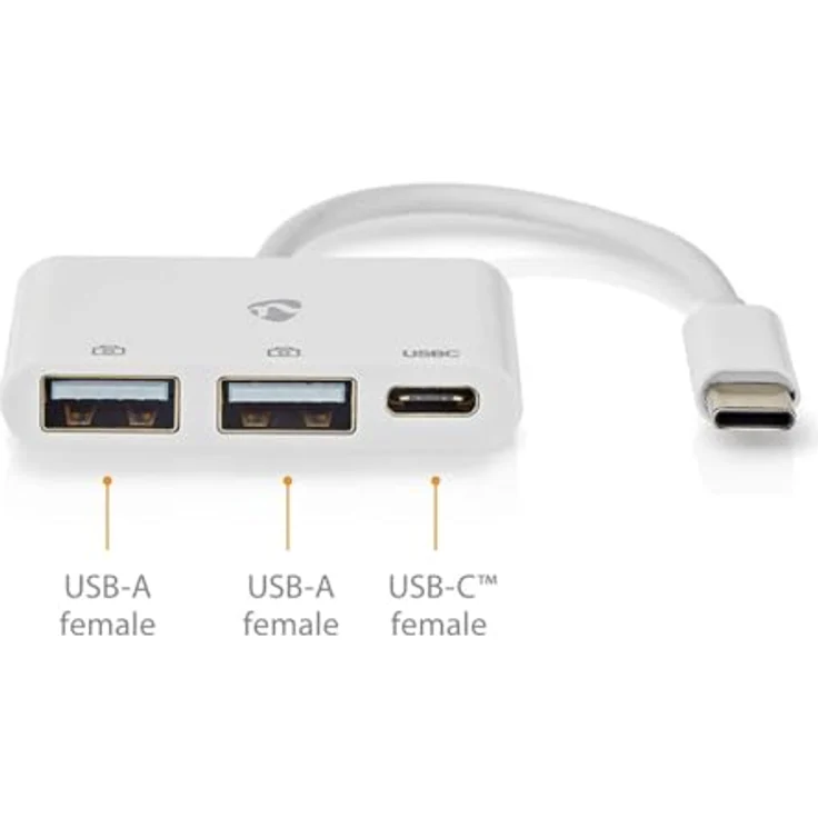 Nedis USB-Hub - 1x USB-C™ - 1x USB-C™ / 2X USB 2.0 A Female - 3-Port Port(s) - Stromversorgung über USB, USB 2.0, 480 Mbit/s – Bild 3
