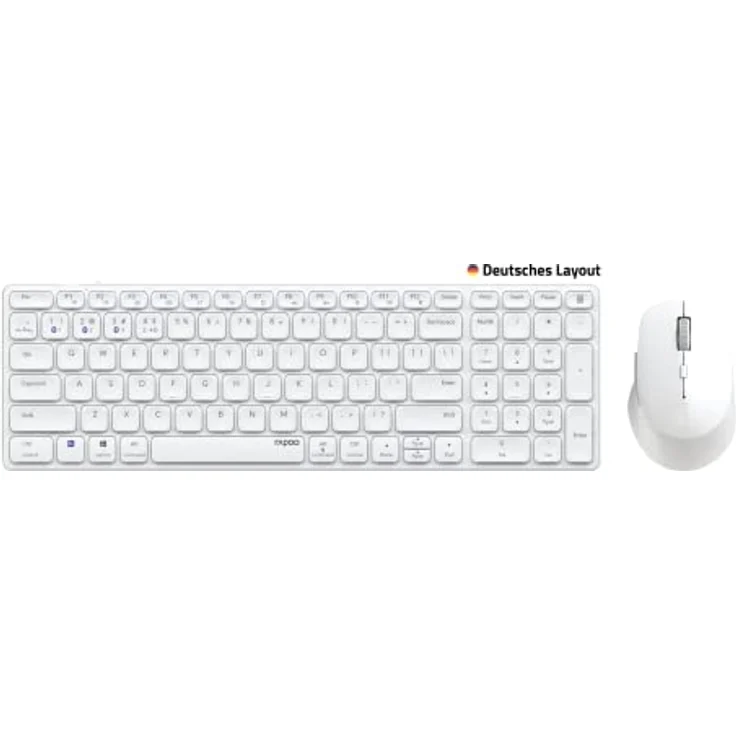 Rapoo Kabelloses Multimodus Desktop Set 9700M, DE-Layout QWERTZ, Weiß (00217386) – Bild 2