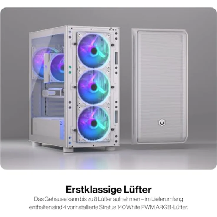 ENDORFY Arx 700 White ARGB, Gaming PC Gehäuse ATX mit 4x 140-mm ARGB-Lüftern, luftiger Mesh-Front und -Deckel, Platz für zwei 360mm Radiatoren für AIO Wasserkühlung – Bild 3