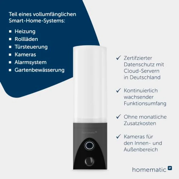Homematic IP Außenlichtkamera, anthrazit, Smart Home mit HD Videoaufzeichnung und automatischer Beleuchtung – Bild 3