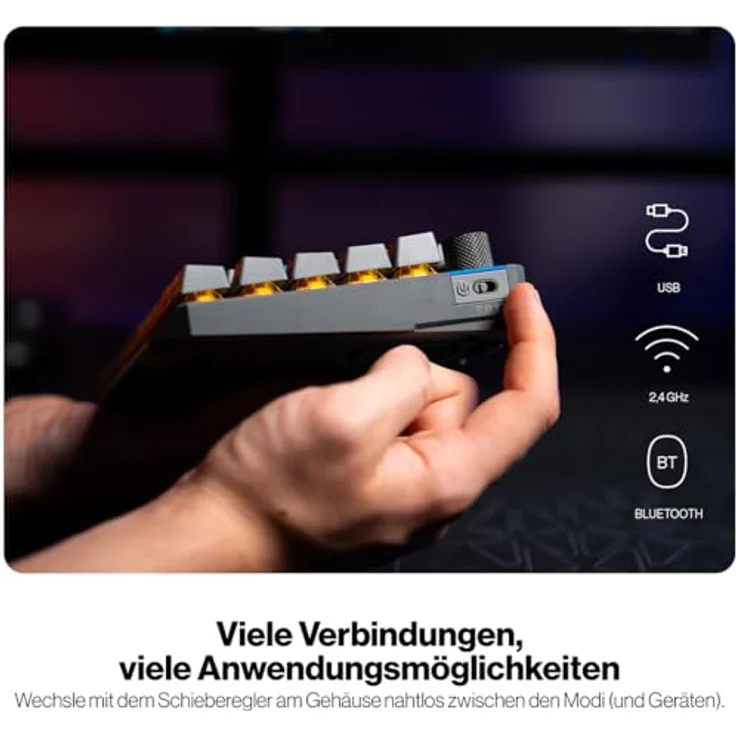 ENDORFY Thock V2 75% Wireless DE, QWERTZ, Yellow switches by Gateron, Aluminiumoberteil, Hot-Swap, Lautstärkeregler, Programmierbare Makros – Bild 2