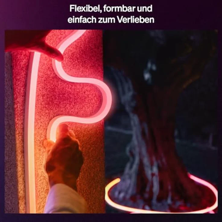 Philips Hue Neon Outdoor, 10-Meter Mehrfarbiger LED-Lightstrip mit 1100 lm, Wetterfest, Flexible Außenbeleuchtung, Chromasync™-Farbmischung, App- und Sprachsteuerung – Bild 6