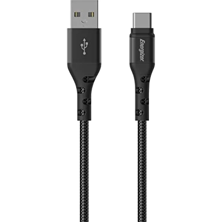 USB-A/USB-C Kabel, verstärkt, 2 m, Schwarz geflochten