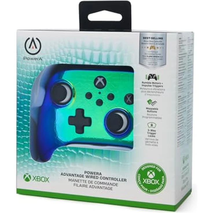 PowerA Advantage Kabelgebundener Controller Raptor Chrome (Xbox Series X), ergonomisches Gamepad mit 3 m USB-C-Kabel, erweiterbaren Gaming-Tasten und Doppel-Vibrationsmotoren – Bild 9