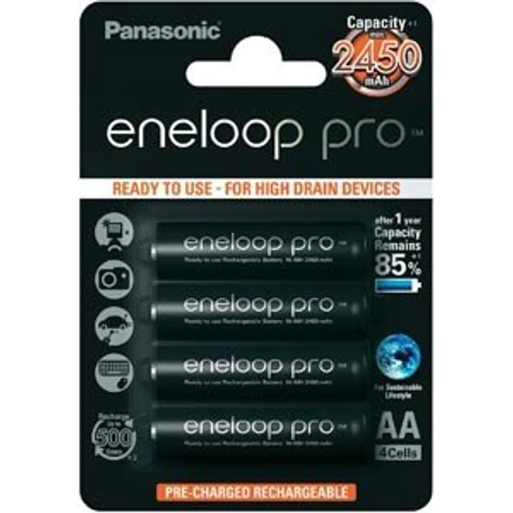 Panasonic eneloop pro, Ready-to-Use Ni-MH Akku, AA Mignon, 4er Pack, min. 2500 mAh, 500 Ladezyklen, mit extrastarker Leistung und geringer Selbstentladung, wiederaufladbare Akku Batterie – Bild 2