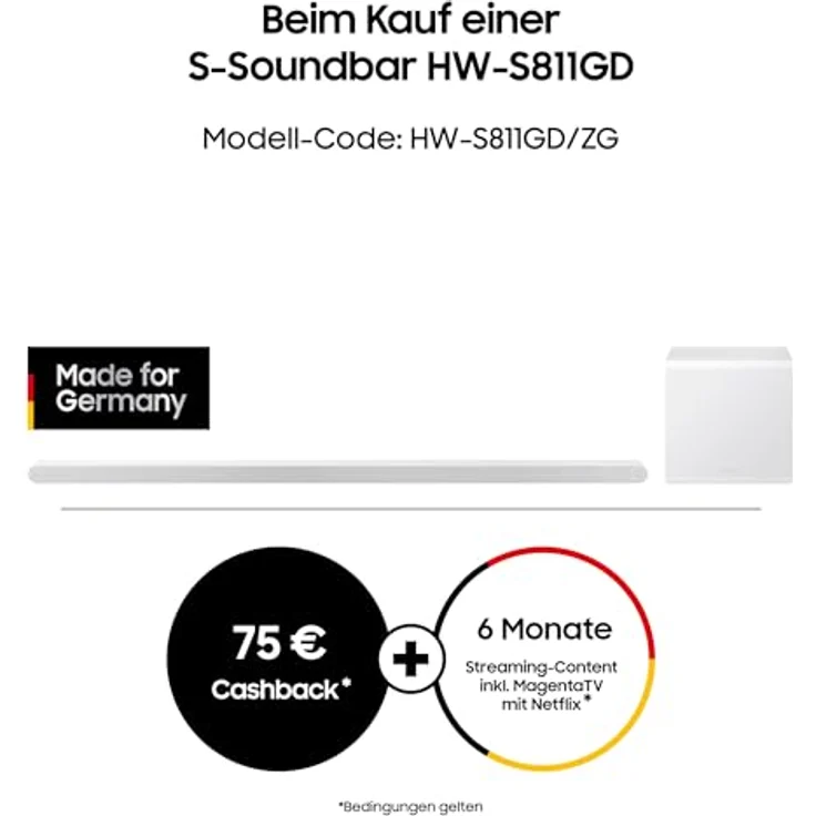 Samsung HW-S811GD 3.1-Kanal Ultra Slim Soundbar für TV-Geräte, Bluetooth-Lautsprecher mit ultraschlankem Design, Q-Symphony, Kabelloses Dolby Atmos / DTS:X [2024] – Bild 2