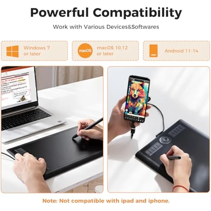 GAOMON M10K 2018 Stifttablett, 10 x 6,25 Zoll Grafiktablett mit 8192 Druckempfindlichkeitsstufen und batterielosem Stift, 10 anpassbare Hotkeys – Bild 2