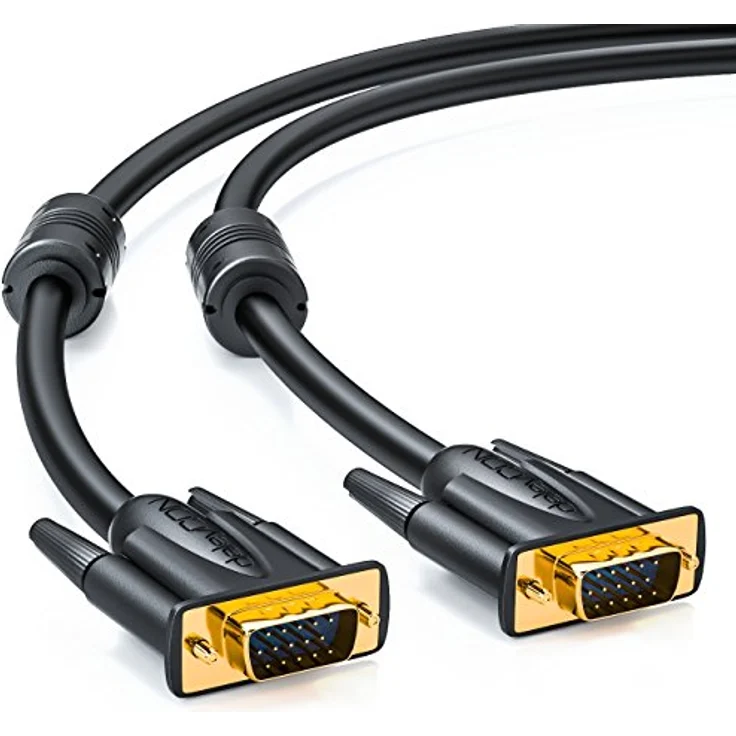 deleyCON 0,5m VGA Kabel 15pol - S-VGA Monitorkabel / D-Sub-Stecker / 1080p Full HD / 3-fach geschirmt / Knickschutz / vergoldete Kontakte / Schwarz – Bild 3