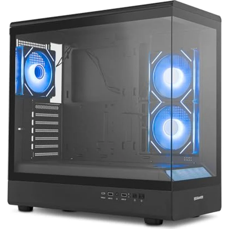NOX Semitorre Hummer Signal ARGB Midi Tower PC-Gehäuse, gehärtetes Glas, schwarz, AT/MTX Unterstützung, RGB-Beleuchtung, verbessertes Kabelmanagement – Bild 3