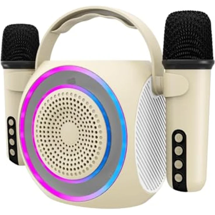 Celly Partymic2 Kabelloser Lautsprecher RGB + 2 kabellos Mikrofone, Weiß 6 W – Bild 2