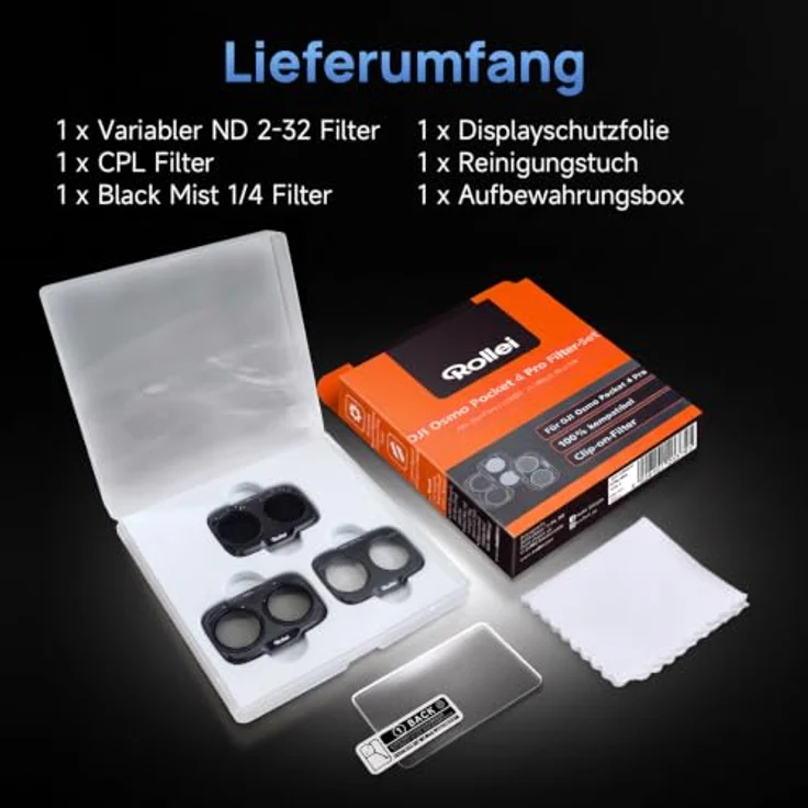 Rollei Filter-Set CPL, Vario-ND2-32 & Black Mist für DJI Osmo Pocket 4P, optimiert für Dual-Kamera-System, schnelle Montage, optisches Glas mit Nano-Beschichtung – Bild 7
