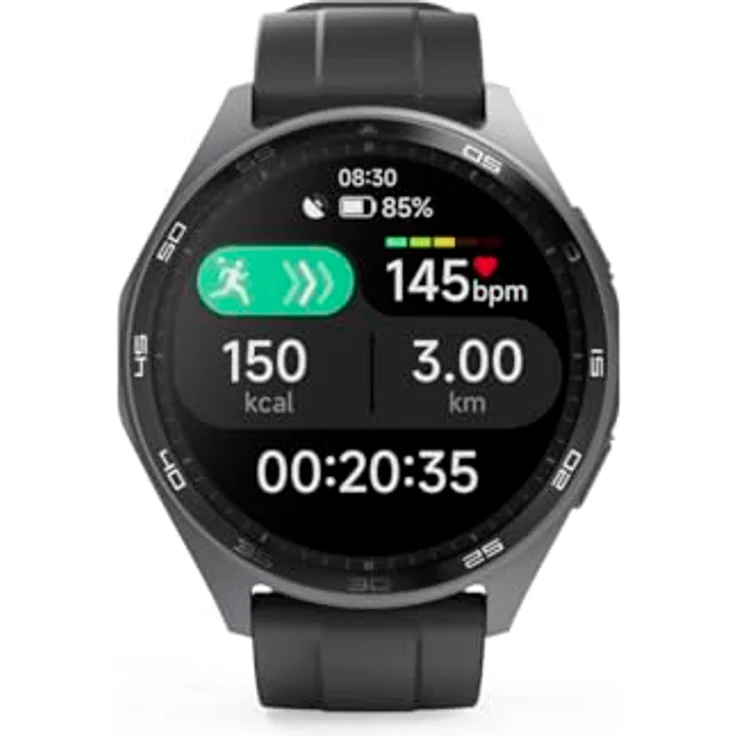 Hama Smartwatch 7010 (AMOLED Farbdisplay 1,43“, GPS, Telefonfunktion, wasserdicht, WhatsApp, Sprachassistent, Schlaftracker, 110 Sportmodi + Trainingspläne, Schrittzähler, Pulsmesser, Kalorien etc) in Schwarz – Bild 2